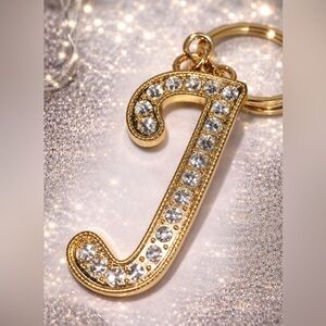 Initial Bag Charm/Keychain with Crystals